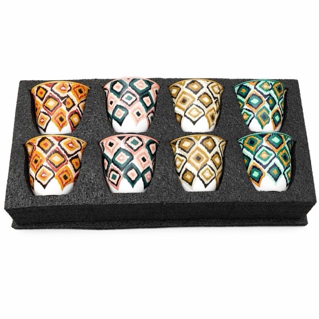 Boho 기하학 세라믹 컵 8Pcs 커피 차 선물 세트